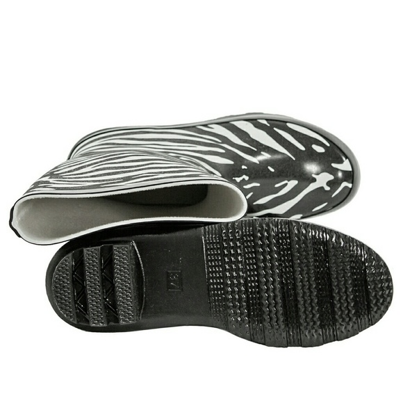 Women's Rainboots, Rubber Tall Rain boots, RB-1401, Zebra, Size 5 - Picture 4 of 4